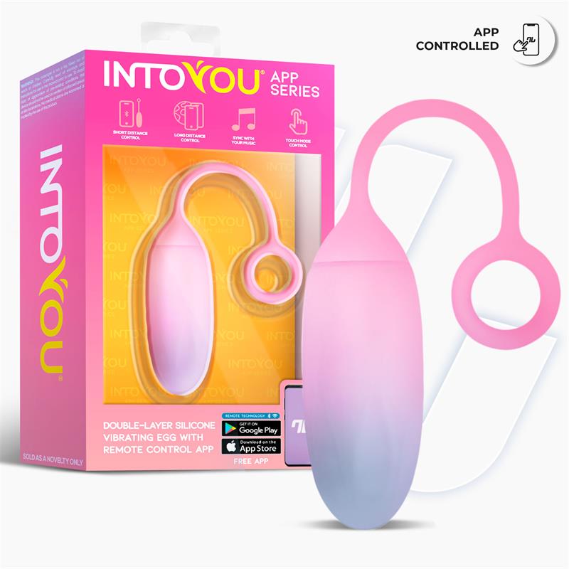 Vibrating Egg with APP Double Layer Silicone Blue/Pink