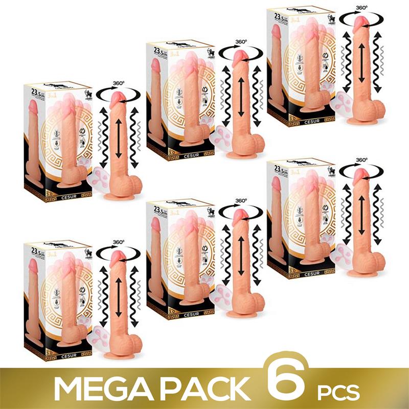 Pack of 6 Cesur 3.0 Realistic Dildo with Vibration, 360? Undulating Movement and Telescopic