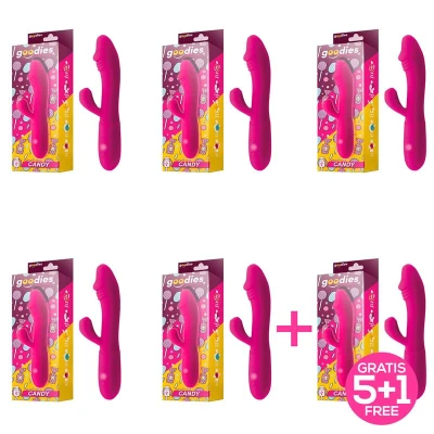 Pack 5+1 Candy G-Spot Rabbit Vibe USB Silicone Fucshia