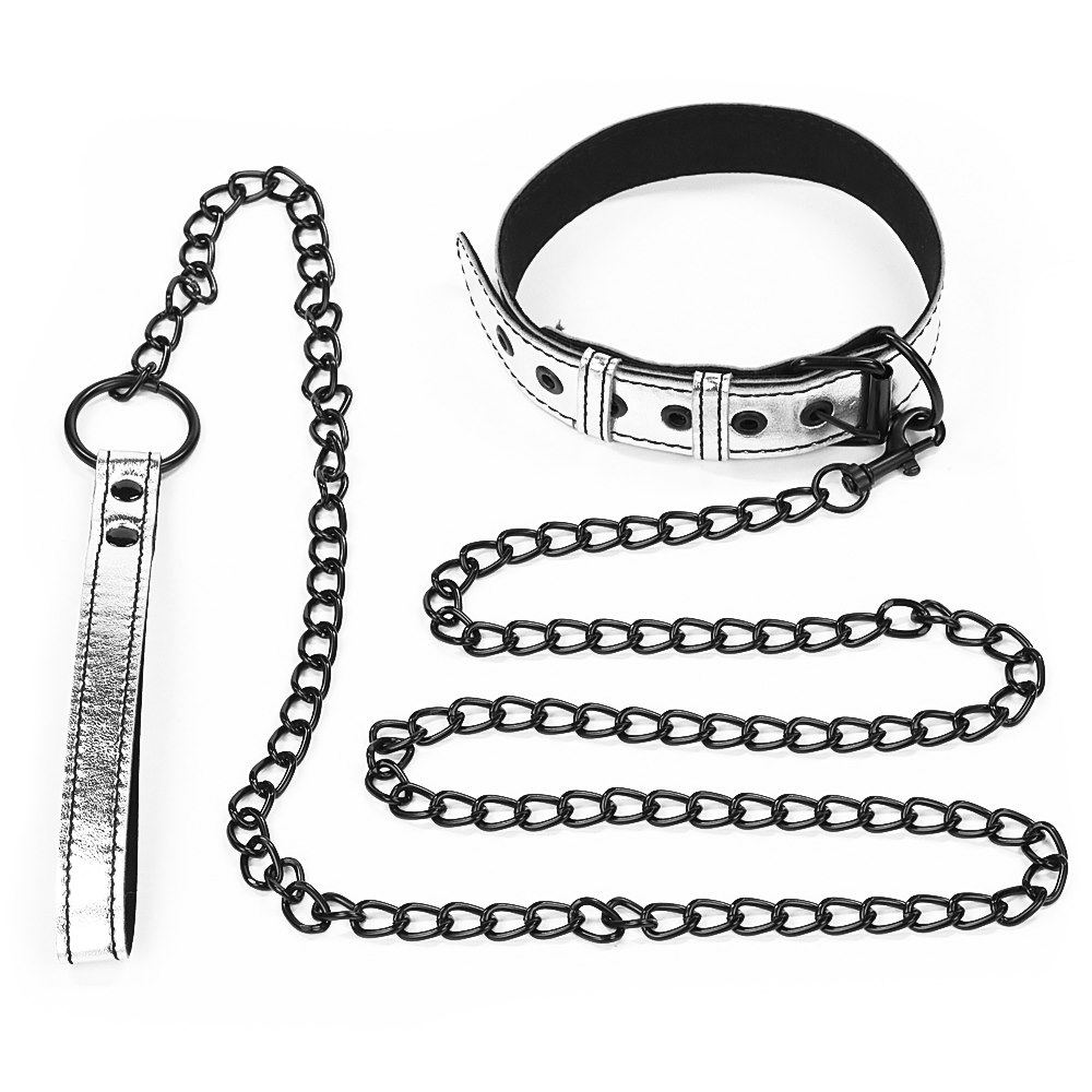 BONDAGE FETISH FÉM KUTYUS NYAKÖRV PÓRÁZZAL