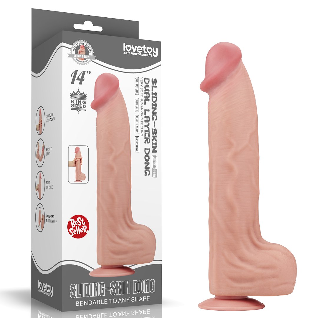 35 cm-es, király méretű, csúszó bőrhatású, két rétegű dildó