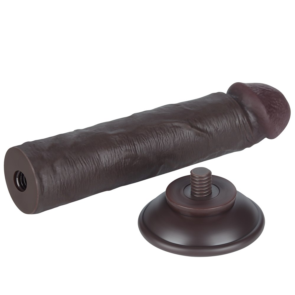 DILDO 8'' CSÚSZÓS BŐR, KÉTRÉTEGŰ DONG, FEKETE