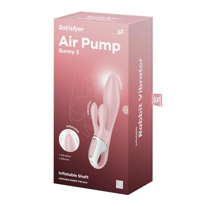 Air Pump Bunny 3 Vibe with Inflatable Function Rose