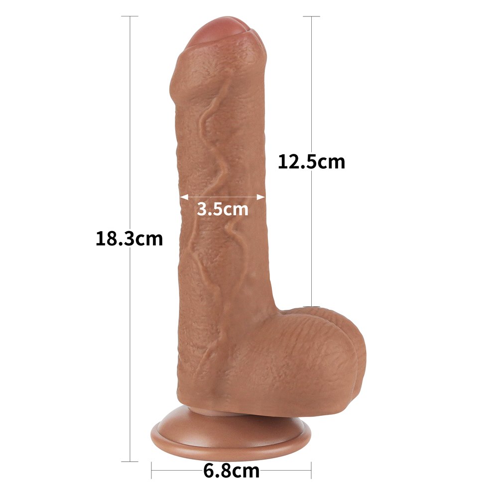 7'' CSÚSZÓ BŐR KÉTRÉTEGŰ DILDÓ BARNA