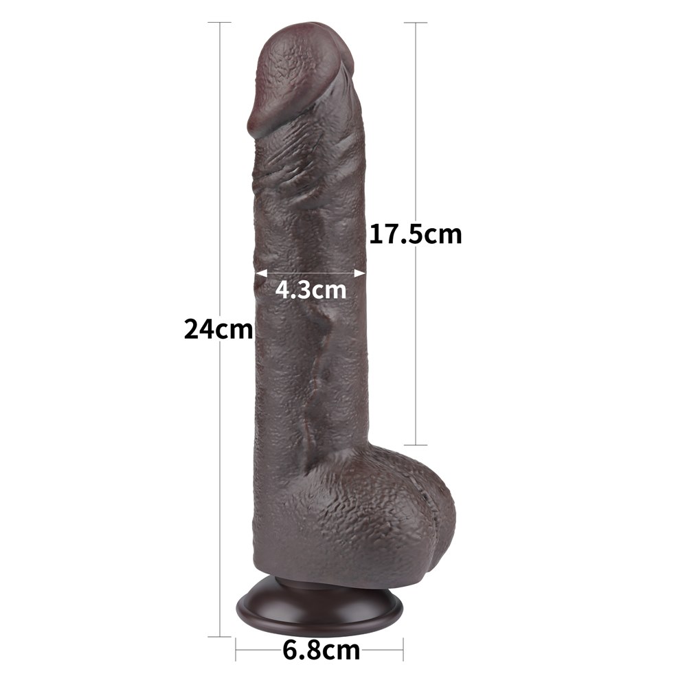 9,5'' SLIDING SKIN dupla rétegű dildó, fekete