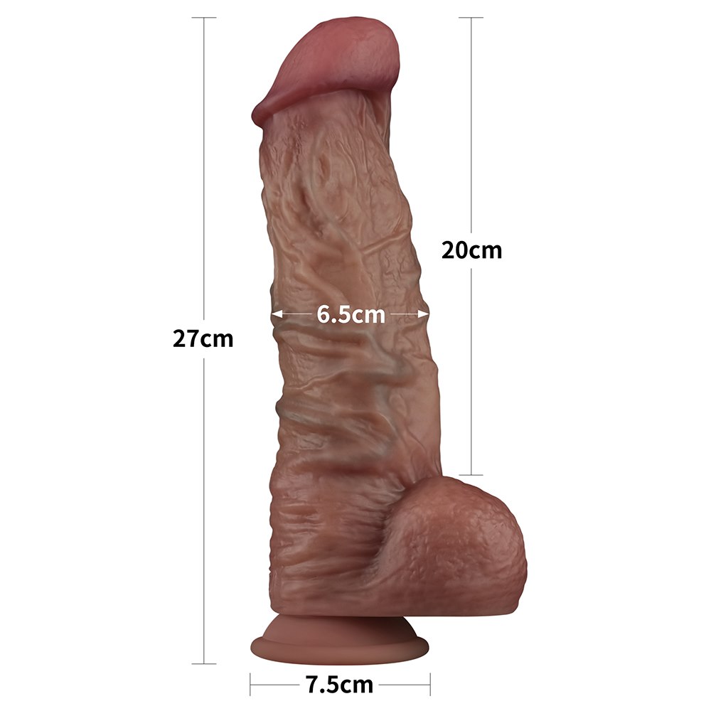 26,5 cm-es, dupla rétegű szilikon XXL műpénisz