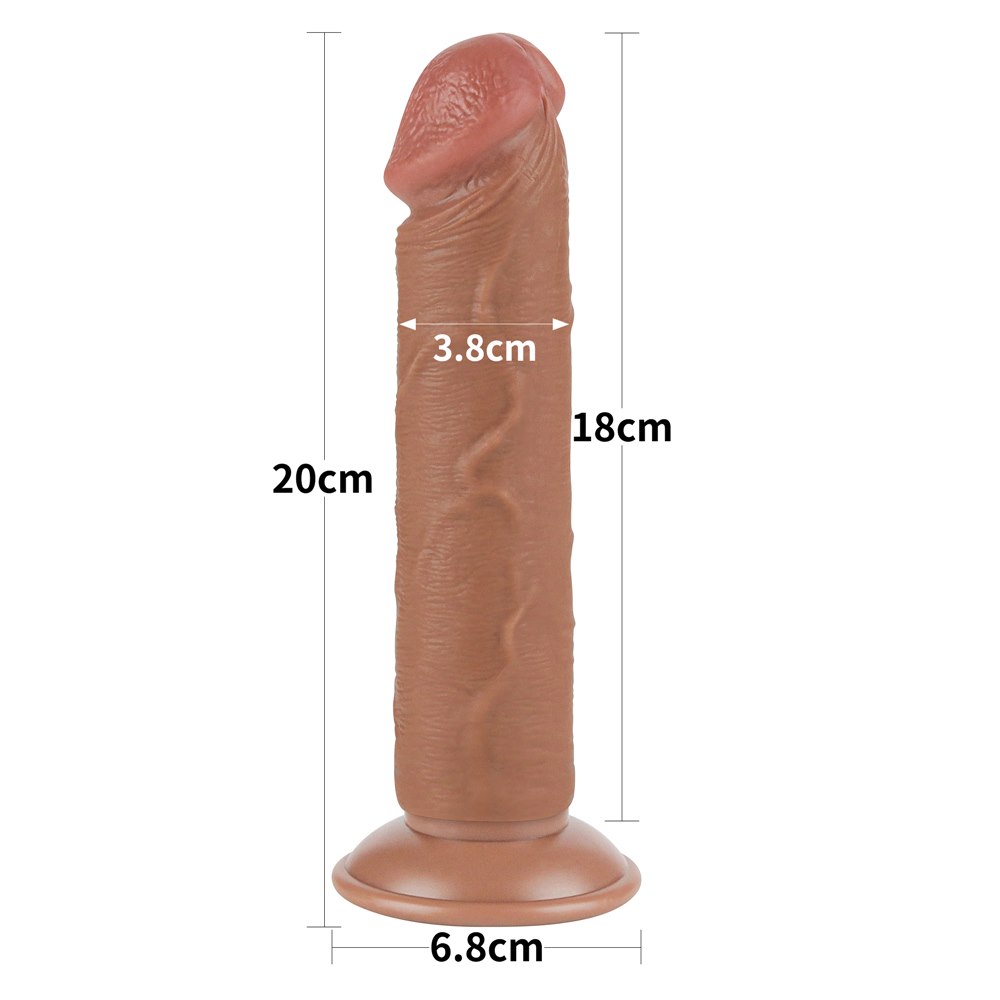 8'' CSÚSZÓS BŐR KÉTRÉTEGŰ DILDÓ BARNA
