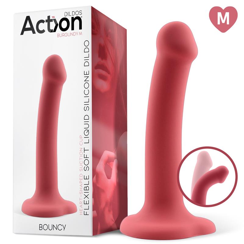 Bouncy Liquid Silicone Dildo Hiper Flexible 7 - 18 cm Size M Burgundy