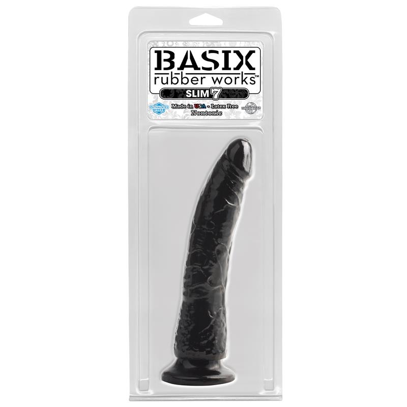 Dildo Slim 17,78 cm with Suction Cup - Black