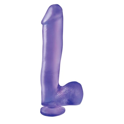 Basix Rubber Works  25,4 cm Dong and Testicles with Suction Cup - Colour Purple