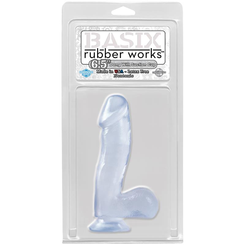 Basix Rubber Works  16,51 cm Dong and Testicles with Suction Cup - Colour Clear