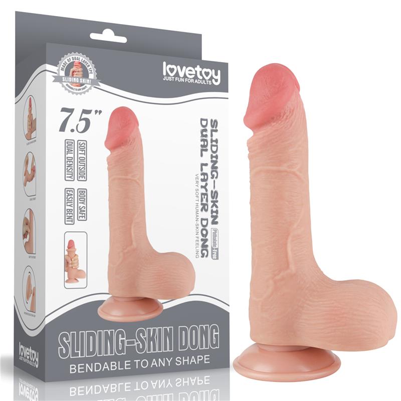 Sliding Skin Dual Layer Dildo 7.5