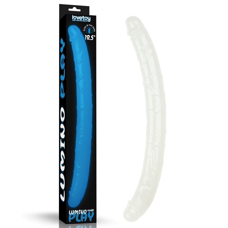 Double dildo Lumino Blue Light 18.5