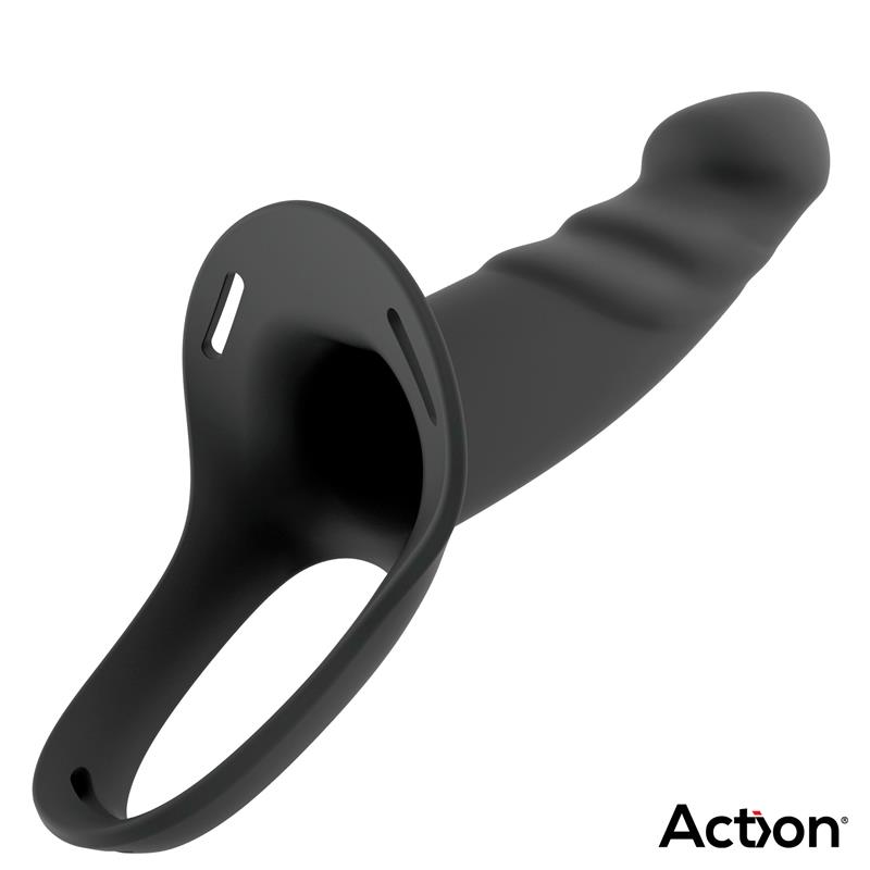 Strap-On with Hollow Dildo Premium Silicone Size S Black