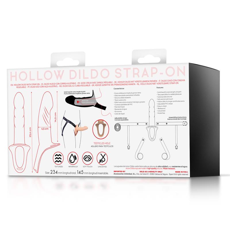 Strap-On with Hollow Dildo Premium Silicone Size S Flesh